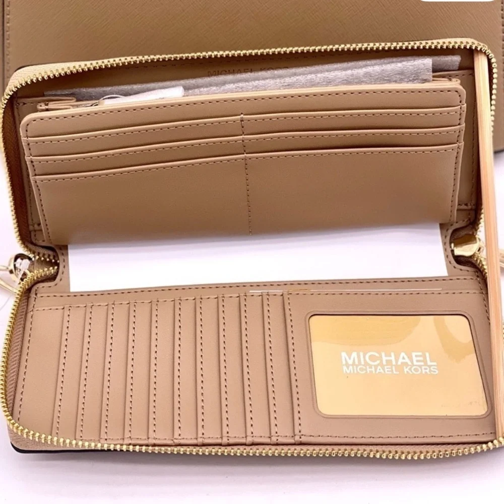 Michael Kors Large Continental Wallet Wristlet Camel